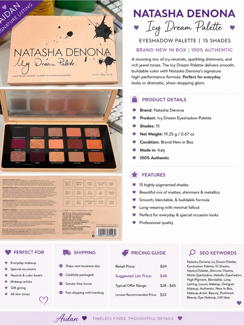 Natasha Denona My Dream Eyeshadow Palette 15 Shade Luxury Palette New
